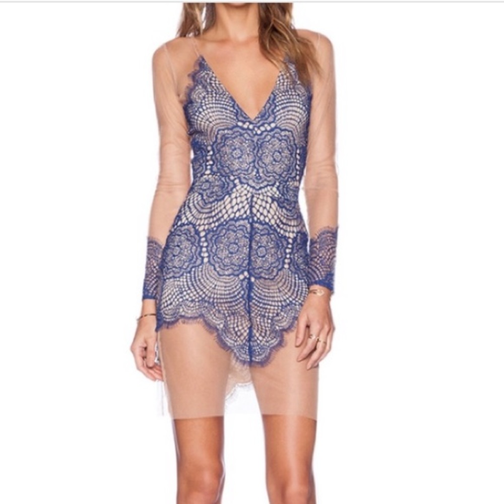 for love and lemons blue lace dress